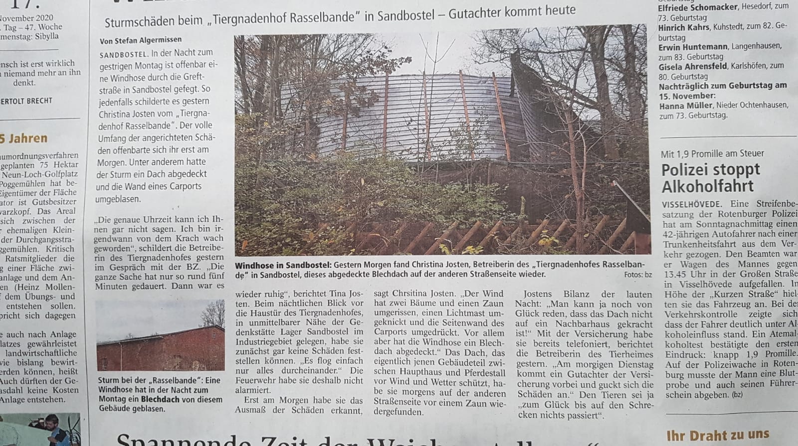 Zeitung Sturmschaden